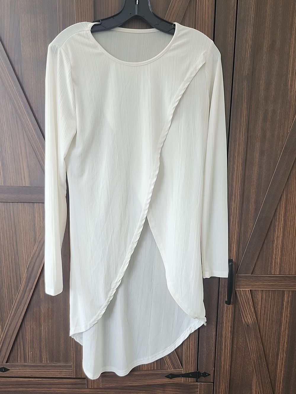 Women’s White Long Sleeve Draped Tunic Top